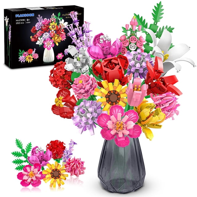 Building Block Toy PLAXSOON Flower Bouquet 1488 piezas