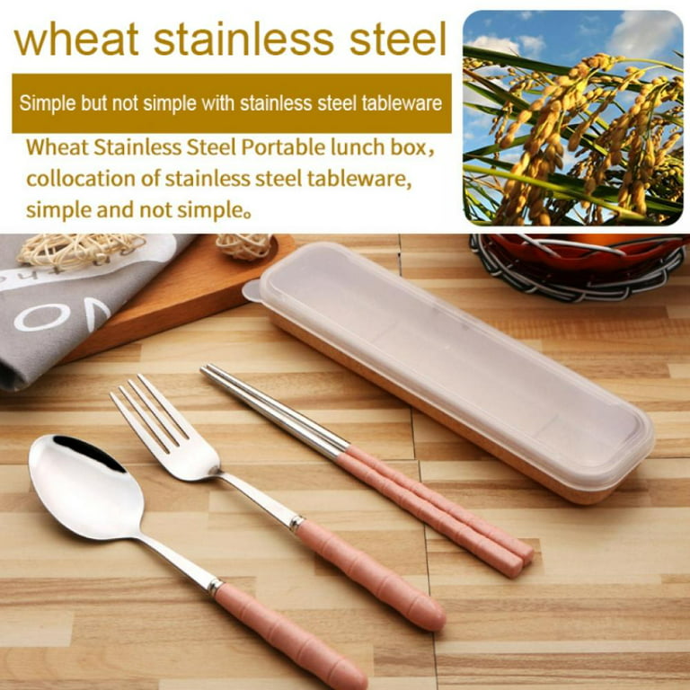 Lah Kitchen Reusable Travel Utensils with Case - Camping Utensils - Chopsticks, Straws & Brush - Fork Spoon Knife Set Travel - Stainless Steel
