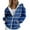 Blue, variant on Women's Black White Striped Zip Hoodie, Lightweight Casual Hooded Sweatshirt with Pockets, Fall Fashion Streetwear for Daily Outings, Vacation, and Club Wear Black L