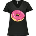 thumbnail image 3 of Inktastic Pink Donut with Sprinkles Women's Plus Size V-Neck T-Shirt, 3 of 5