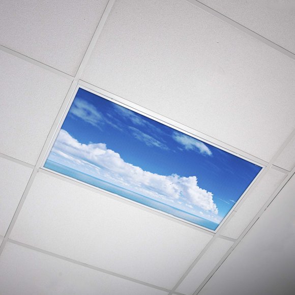 OCTO LIGHTS Fluorescent Light Covers for Classroom Office - Eliminate Harsh Glare Causing Eyestrain and Headaches. Office & Classroom Decorations - Cloud 017