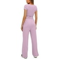 thumbnail image 5 of LLYWEY Womens Two Piece Outfits, Casual Loose Crew Neck Short Sleeve T-Shirt Drawstring Elastic Waist Wide Leg Long Pants with Pockets Summer 2 Piece Outfit Sets New-25 Pinks XXL, 5 of 8