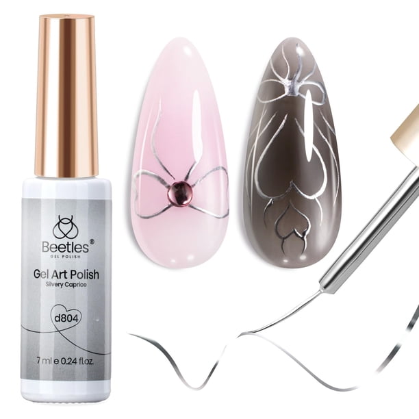 Esmalte de uñas en gel Beetles Metallic Silver Liner, 7 ml