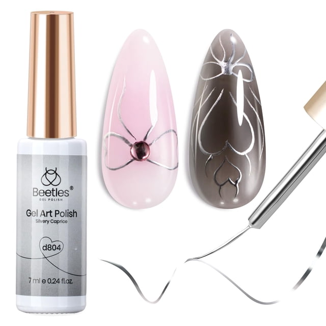 Esmalte de uñas en gel Beetles Metallic Silver Liner, 7 ml