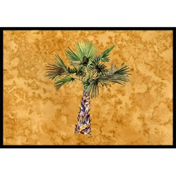 Palm Tree On Gold Indoor & Outdoor Mat, 18 x 27 in.