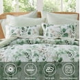 thumbnail image 3 of Regency Heights 9-Piece Queen Size Seersucker Comforter Set with Sheets, Texture Botanical Print Bed in a Bag, Green Bedding Comforter Set with Sheet Set and Side Pocket, 3 of 11