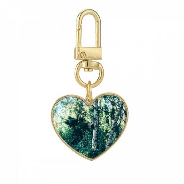 Llavero de metal en forma de corazón dorado Unbranded Paisaje de la naturaleza la luz verde ciencias forestales