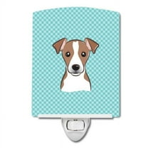 Caroline's Treasures BB1198CNL Checkerboard Blue Jack Russell Terrier Ceramic Night Light, 6x4x3", multicolor