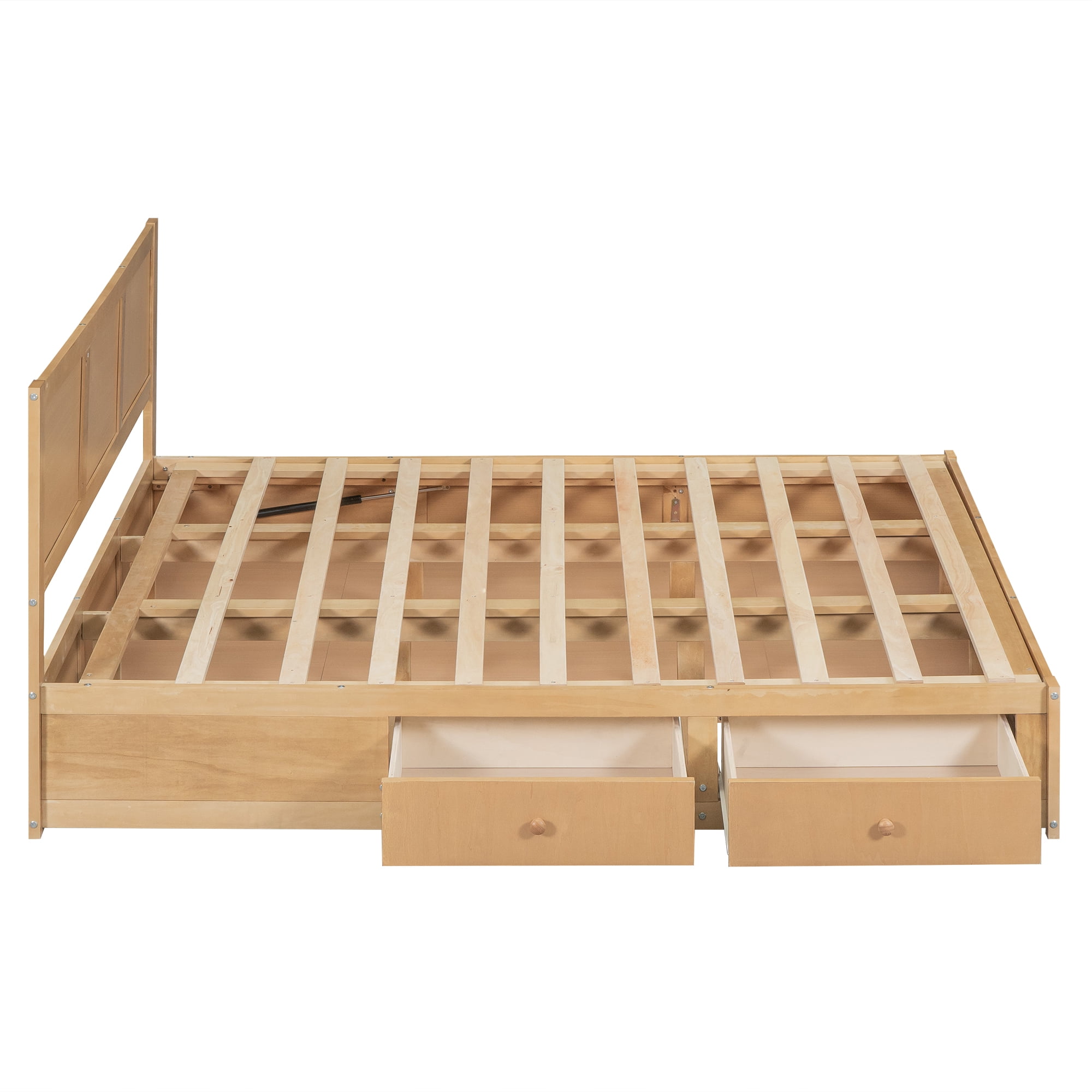 Bellemave Queen Size Lift Up Storage Bed, Wood Platform Bed with 2 Storage Drawers, Queen Size Bed Frame with Hydraulic Storage System, No Box Spring Needed, Easy Assembly, Natural