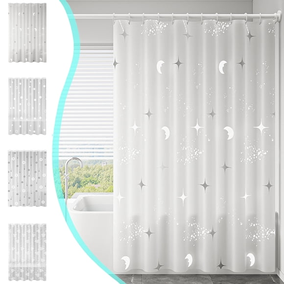Cortina de Ducha Gruesa para Baño, Resistente Al Agua, con Barra, Tela Impermeable, Sin Perforaciones