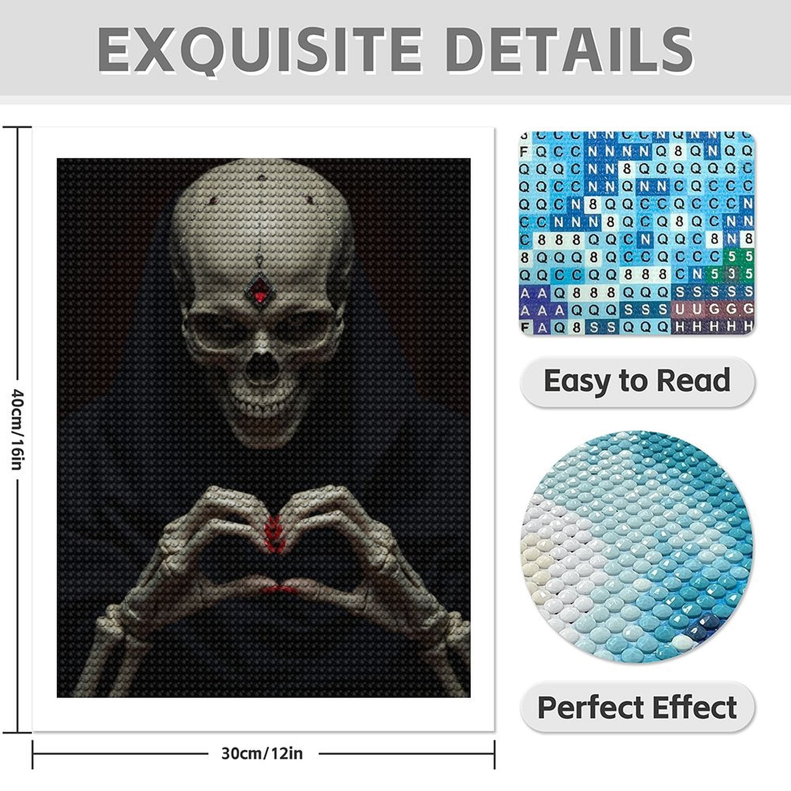 Diamond Art Kits for Adults - 5d Skeleton Hooded Red Gem Gesture Diamond Painting for Adults, Diamond Art for Adults Beginners, Diamond Painting Kits for Adults for Home Wall Decor