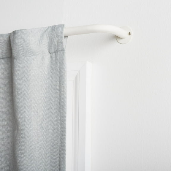 Exclusive Home Holden Wrap Around 1" Curtain Rod, Matte White, Adjustable 82.5"-120"