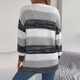 thumbnail image 4 of Chandails pour Femmes Chandails à la Mode pour Femmes Chandail Rayé Tricoté Ample Chandail à Manches Longues Col Rond Cardigan, 4 of 4