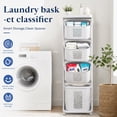 thumbnail image 3 of Floseru Laundry Basket Cart 4 Tier, Rolling Hamper with Universal Wheels, Detachable Bottom Basket, for Bedroom Bathroom Dorm, 17 x 13 x 55 Inch, 3 of 10