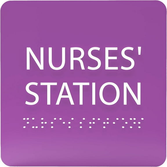ADA CENTRAL SIGNS - 6" X6" Nurses Station Sign - ADA Compliant Tactile Graphics Grade 2 Braille Text Acrylic Wall Signs - Care Staff Area Door Sign for Medical Health Offices, and Hospital Buildings