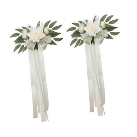HILABEE Wedding Ceremony Aisle Decorations Chair Decoration Aisle PEW Flower Arrangement for Concerts Dining Wedding Engagement Party White 2Pcs