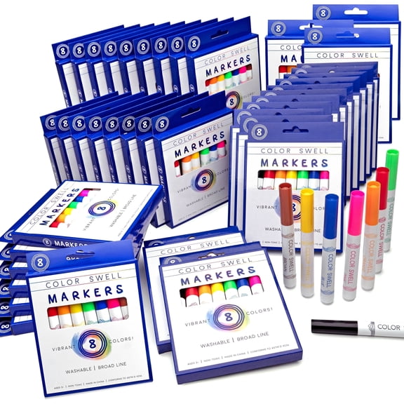 Color Swell Bulk Washable Markers - 40 Packs 8 Markers per Pack (320 Markers Total)