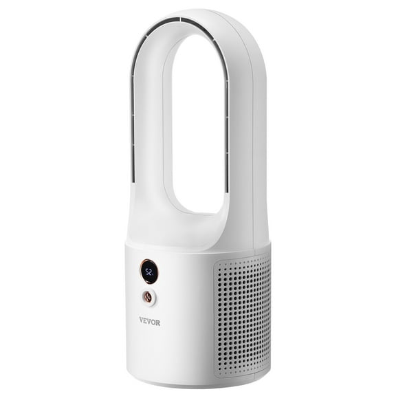 VEVOR Desk Fan Bladeless, 12.99 Inch Portable Desk Fan, 6-Speed USB Quiet Cooling Small Tower Fan with Rechargeable Battery, Easy to Clean & Kids-Friendly, Blows Cold Air for Bedroom, Office, Home