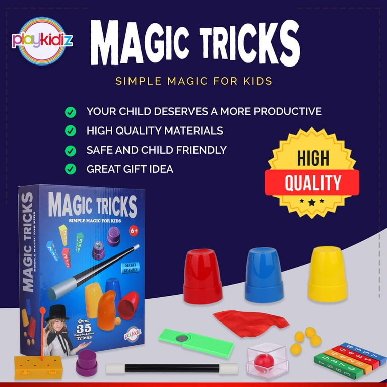 Playkidz Magic Trick for Kids Set 3 - Magic Set with Over 35 Tricks Made  Simple, Magician Pretend Play Set with Wand & More Magic Tricks - Easy to