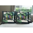 thumbnail image 2 of Ambesonne Leopard Throw Pillow Cover Pack of 4, Monstera Colorful Wilds, 4 Pcs-20" x 20", Green Petrol Blue, 2 of 5