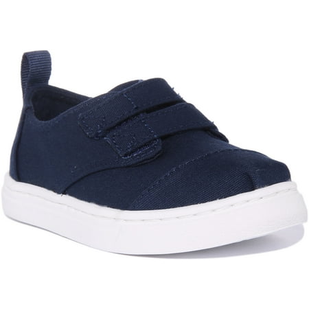 

Toms Cordones Infant s Canvas Slip On Trainers With Double Strap In Blue Size 11