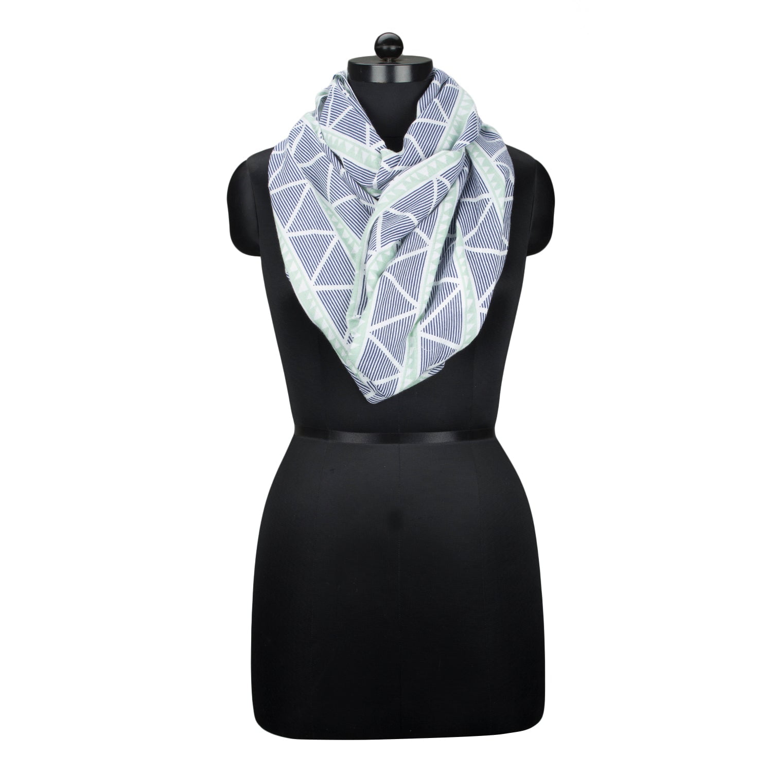 Bacati - Emma Large Triangles Mint/Navy Blue Muslin Nursing Scarf