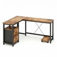 thumbnail image 3 of Computer Desk, Lofka 66" L Shaped Gaming Desk with Power Outlets and USB Charging Ports for Home Office, Retro Brown, 3 of 10