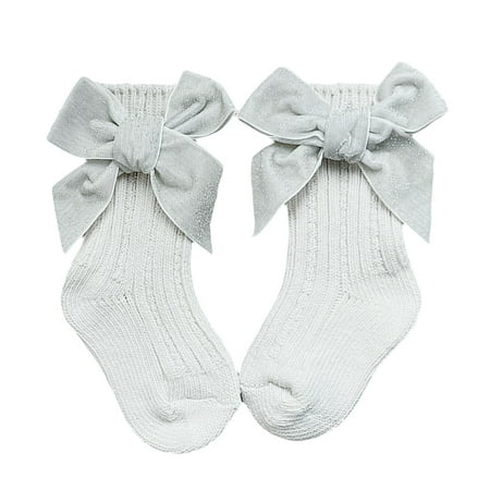 

Peyakidsaa Baby Girls Socks Cotton Bow Socks for Newborn Uniform Breathable Dress Socks