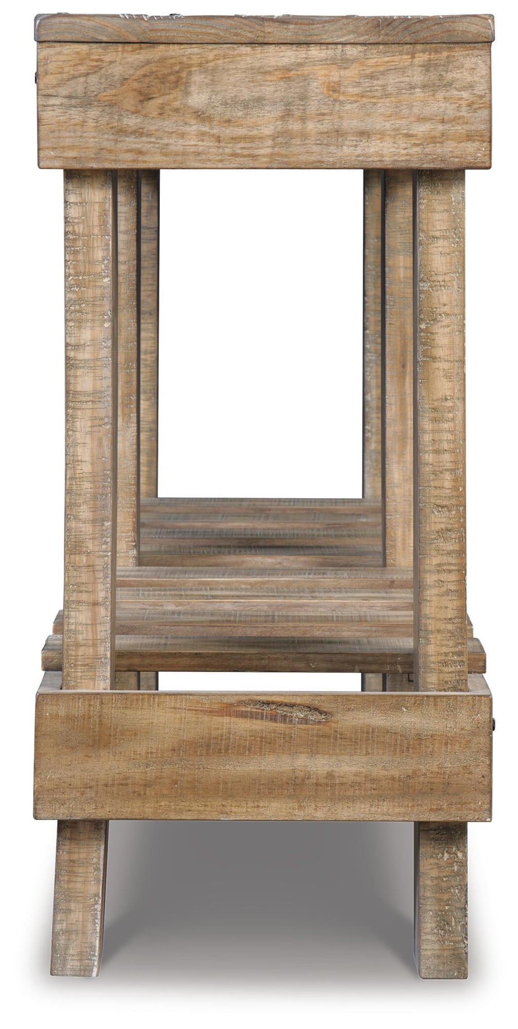 Signature Design by Ashley Susandeer Console Sofa Table, Light Brown Solid Wood Entryway & Sofa Table with Lower Shelf