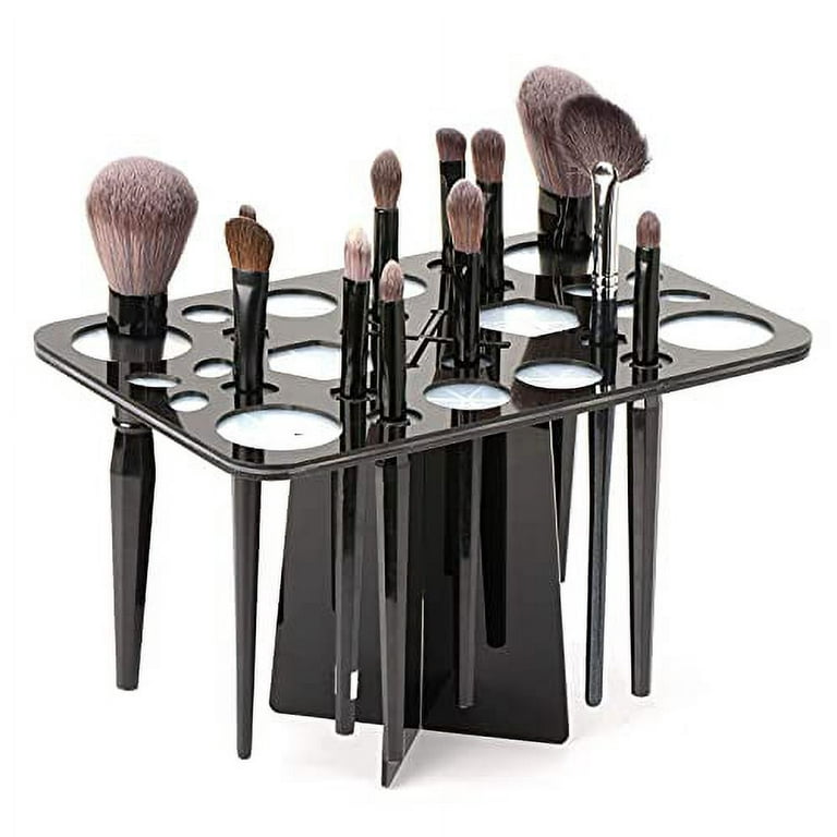 Luckyiren Makeup Brushes Drying Rack, Collapsible 28 Slot Brush Holder Stand  Tree Tray Support Display for Artist Acrylic Nail Brushes Paintbrushes  Makeup Lovers, Black 