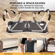 Folding Lap Desk, 23 Inch Portable Wood Black Laptop Bed Desk Lap Desk with Cup Holder, for Working Reading Writing, Eating, Watching Movies for Bed Sofa Couch Floor-Black-ZD01
