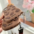 thumbnail image 4 of Phone Case for iPhone 14 Case Cute iPhone Case with Strap Lanyard Keychain Kawaii Phone Cases Funny Soft Silicone Shockproof Protective Cover iPhone 14 Case for Women Girls (Cookie Bear Khaki), 4 of 14