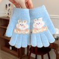 thumbnail image 2 of Winter Warm Flip Top Gloves Kids Convertible Half Finger Gloves Mittens for Boys Girls Cartoon Outdoor Use, 2 of 5