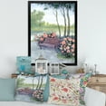 thumbnail image 3 of Designart 'Bench In Park By The Pions Flowers Bushes' Traditional Framed Art Print, 3 of 4