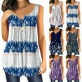 thumbnail image 3 of Sleeveless Tank Top For Women Summer Crew Neck Buttons Shirts Short Sleeve Blouse Casual Loose Tees Fashion Print Vest, 3 of 4