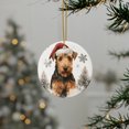 thumbnail image 3 of DistinctInk Hanging Ceramic Christmas Tree Ornament with Gold String - Great Gift/Present - 2 3/4 inch Diameter - Welsh Terrier Design, 3 of 4