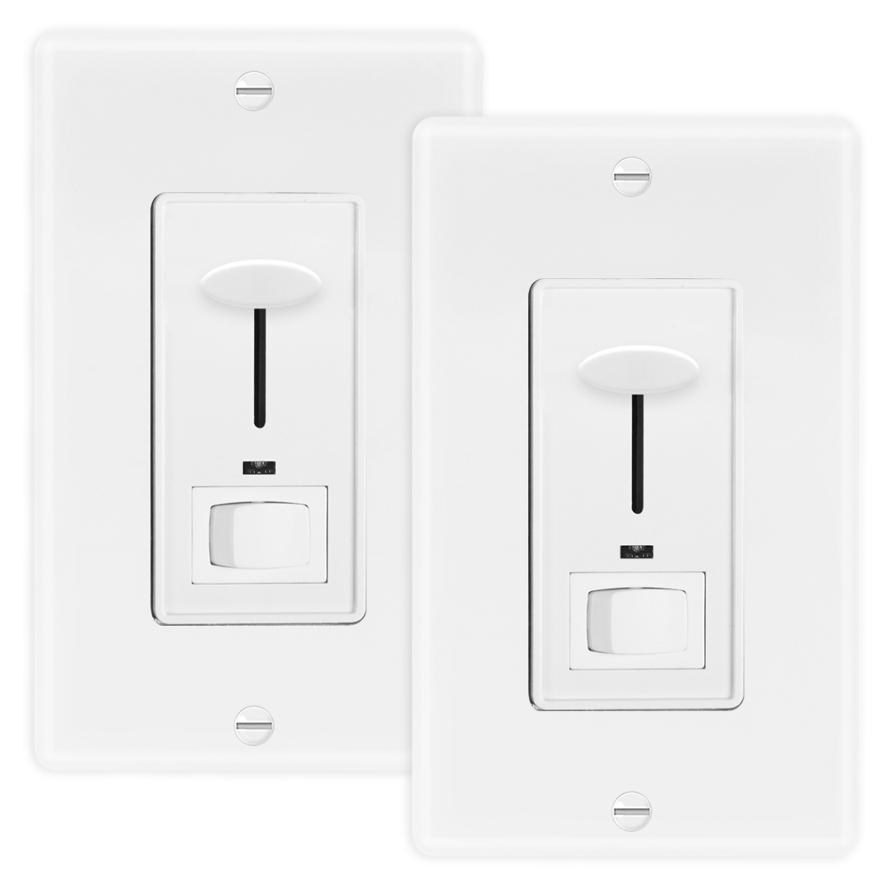 Maxxima Dimmer Electrical Light Switch - Featuring Blue Indicator Light, LED Compatible, 3-Way/Single Pole Use, 600 Watt Max, Dimmable Lamp and Lighting Control, Wall Plate Included - 2 Pack - image 3 of 7