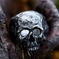 thumbnail image 2 of K-KED Men's Gothic Hollow Eye Skull Head Ring Stainless Steel Hiphop Biker Skull Ring-8, 2 of 6