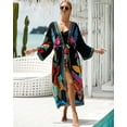 thumbnail image 2 of Edolynsa Colourful Printed Kimono Cardigan Plus Size Bikini Cover Up Summer Outfit Casual Homewear, 2 of 9