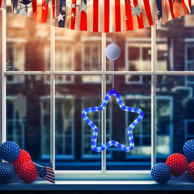 shyuyusa Patriotic LED Suction Cup Light Star Running Light For Window Wall And Festival Decor