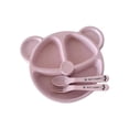 thumbnail image 1 of Kids Wheat Straw Divided Plate Set with Spoon Fork， Bear Design， Drop-Resistant & Safe Tableware, 1 of 8
