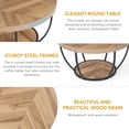 thumbnail image 5 of Round Coffee Table, 31.7" Circle Coffee Table for Living Room, Modern 2-Tier Wood Accent Center Table with Storage Open Shelves, Wooden Grain and Black, 5 of 11