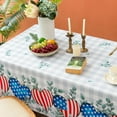thumbnail image 3 of 4th of July Tablecloth 60" X 102" Patriotic Rectangle Table Cloth - Polyester Stars Stripes Eucalyptus Leaf White Grey Checkered Independence Day Table Cover Reusable Water Resistant, 3 of 6