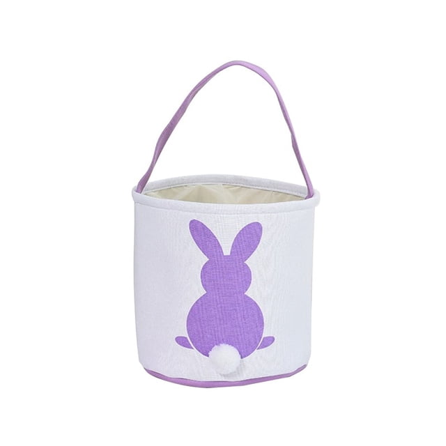 Cestas de conejito de Pascua, lindas bolsas de lona de algodón personalizadas, cestas para regalo de Pascua, color blanco