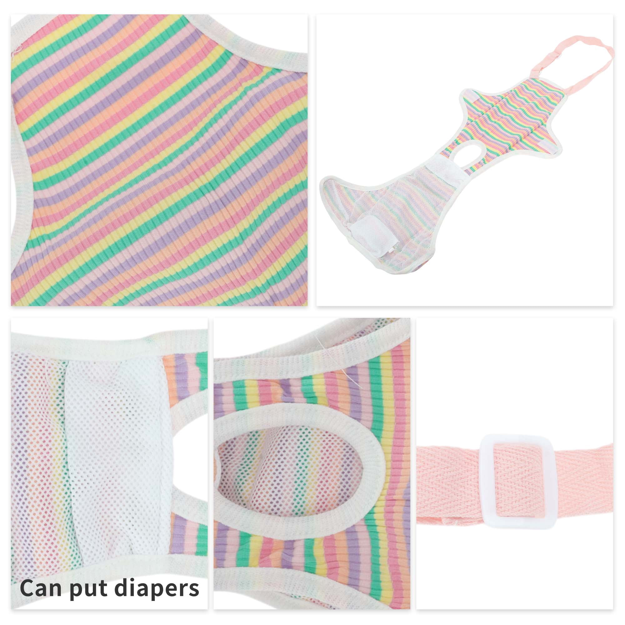 Unique Bargains Dog Diapers for Dogs Washable Reusable Pants Pink L