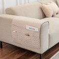 thumbnail image 3 of 2-Piece Waterproof Armrest Covers with 6 Pockets Anti-Slip Furniture Protector Armrest Storage Organizer for Cell Phone TV Remote Control Magazines, Beige, 3 of 5