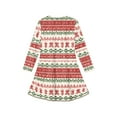 thumbnail image 3 of Women’s Long Sleeve Knit Dress with Festive Geometric Print Crew Neck Pullover Casual A Line Tunic for Everyday Wear, 3 of 4