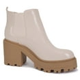 thumbnail image 4 of Soda Women Chunky Thick Lug Sole Heels Ankle Boots Hidden Platform Elastic Sides Booties BLISS-S Beige Bone Patent 10, 4 of 4