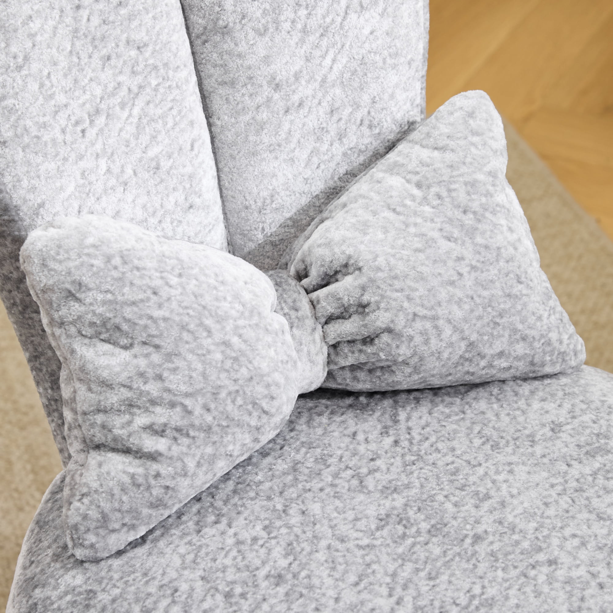 Ktaxon Plush Velvet Office Chair, Rabbit Ear Backrest Vanity Chair, Adjustable Swivel Reading Chair for Home Office Gray