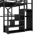 thumbnail image 2 of Mirightone Queen Loft Bed with Desk and Stairs, Metal Lofts Bed Queen Size with Bedside Shelf, Heavy-Duty Lofts Beds with RGB Light, USB Charging Station and Wardrobe, All Black, 2 of 9